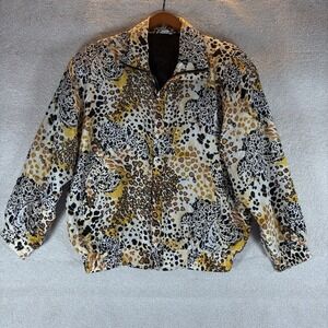 Vintage Fuda International Women's Medium Animal Print‎ Silk Bomber Jacket